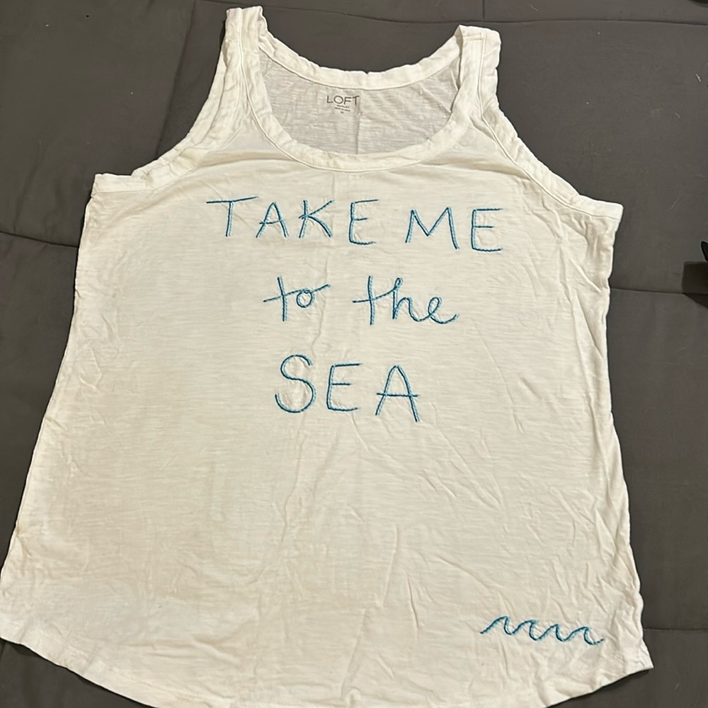 Loft cotton ladies tank top with embroidered design